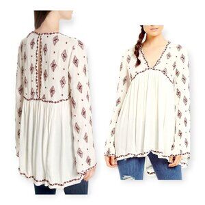 NWT Free People Embroidered Blouse, Size XS, White
